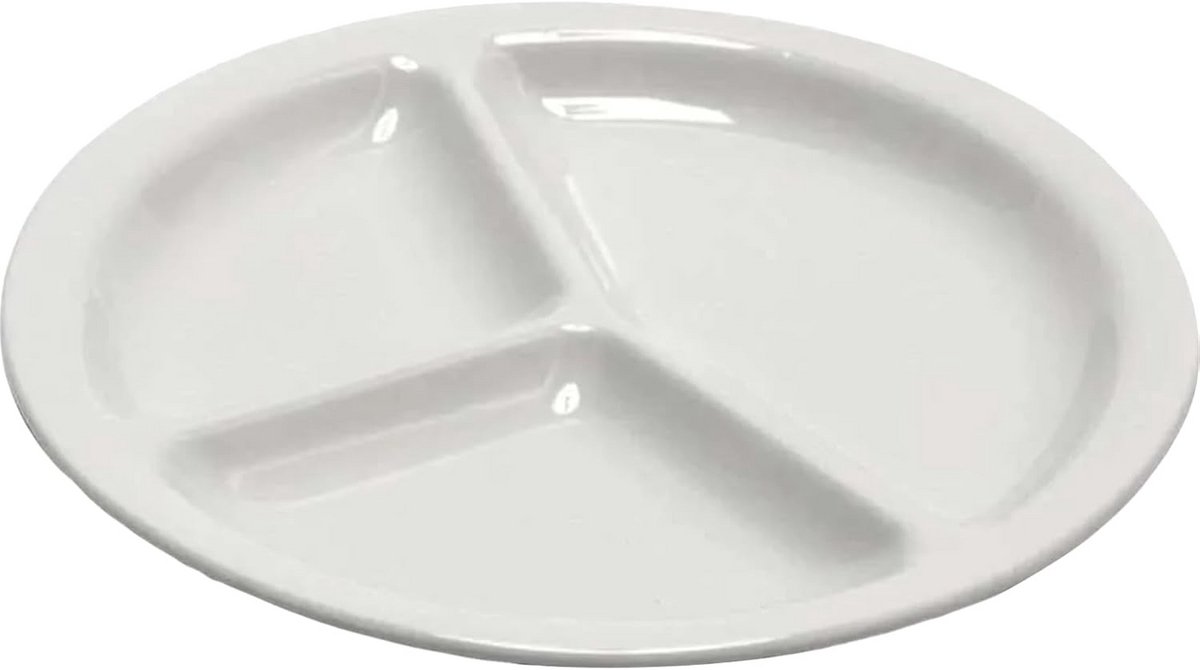Serviesbord met 3 vakken 26 cm wit