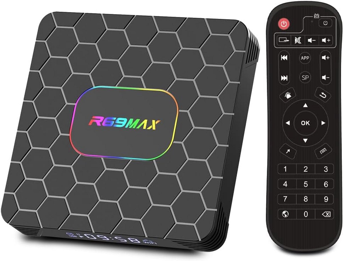 Smart TV Box Android 14.0 met 4GB/64GB, WiFi 6, 4K UHD en Gigabit LAN