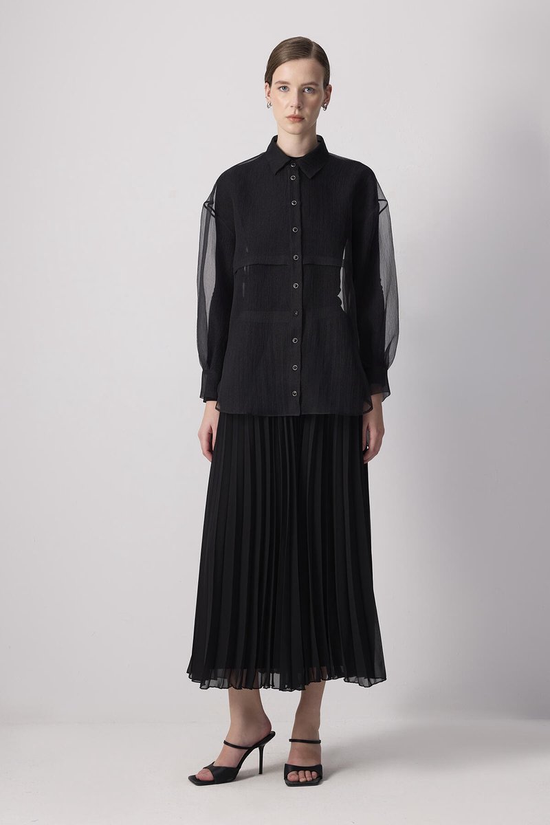 Touché Privé - Organza blouse - Zwart - Dames