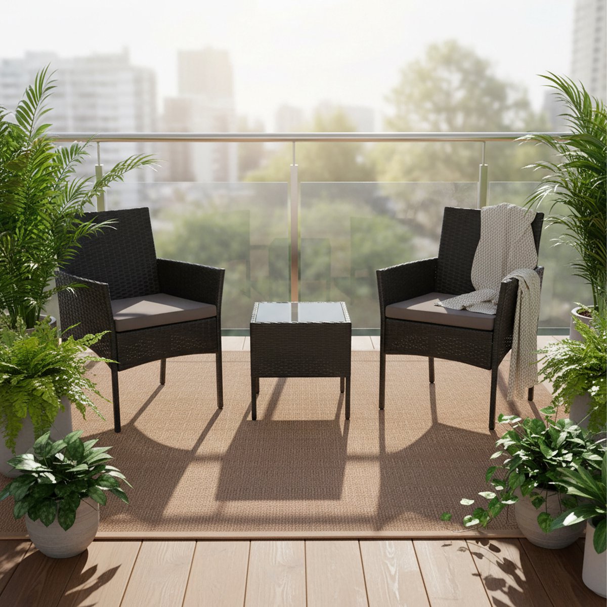 Tuinset - 2 persoons - 3-delig - zwart – foto 3