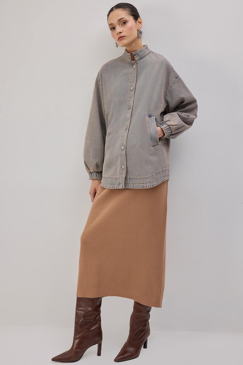 Touché Privé - Oversized denim bomberjack - Bruin - Dames