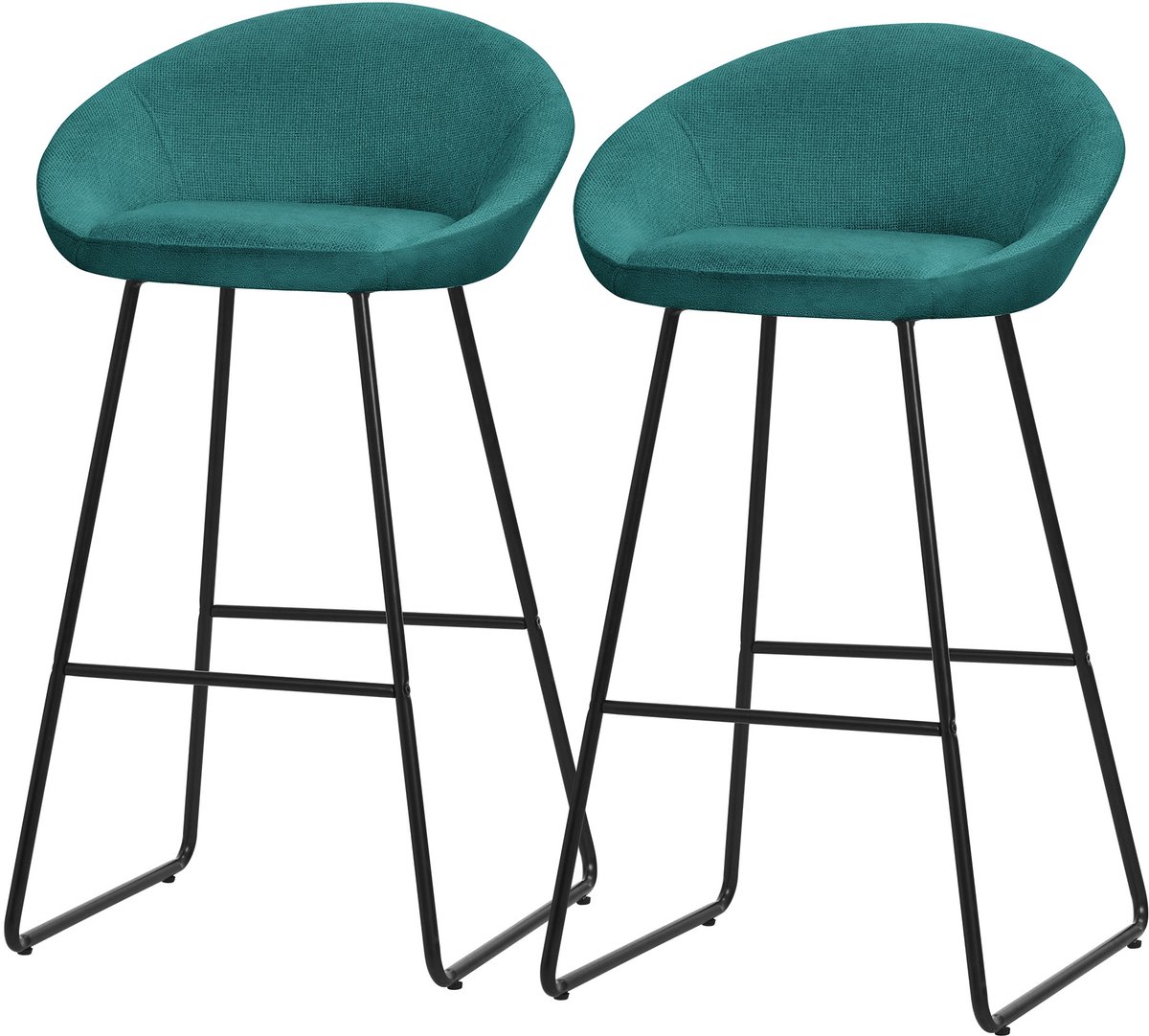 ml-design barkrukken set van 2 benzine stoffen bekleding 75 cm comfortabele gestoffeerde barkrukken met metalen frame ergonomische keukenstoelen met rugleuning en voetsteun hoge bistrokrukken stabiele scandinavische hoge stoelen voor keuken en bar Petrol