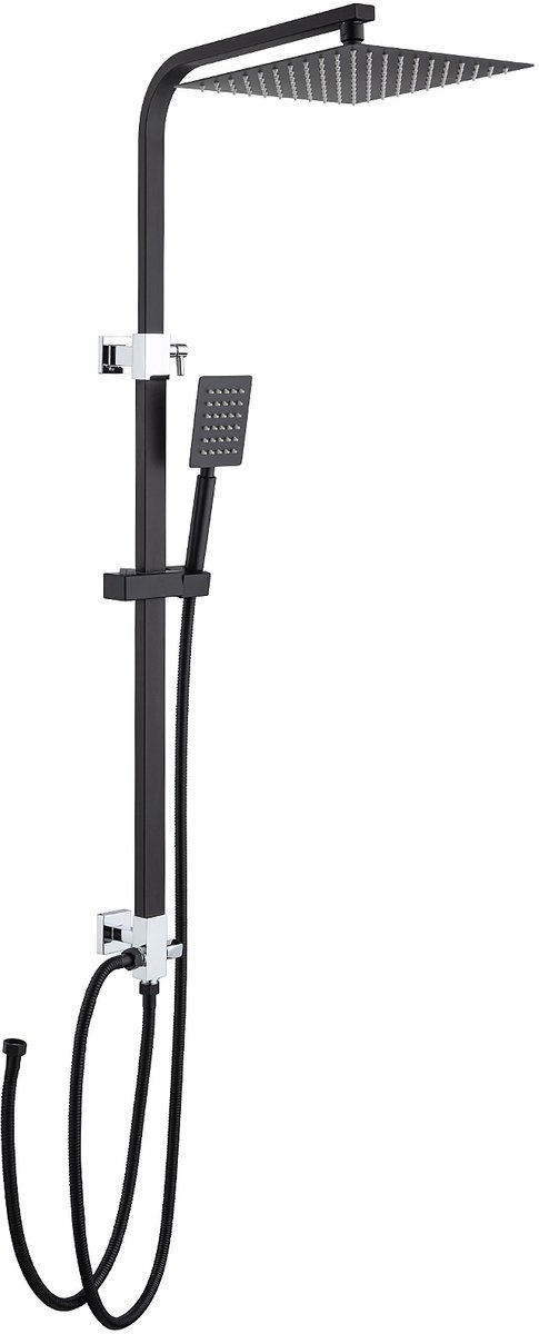 Auralum Max Regendouche - Doucheset Zwart - 12 inch Douchekop - Verstelbare Hoogte 69-113 cm - Vierkant Design - Duurzame Messing Omsteller voor Badkamer - Zwart