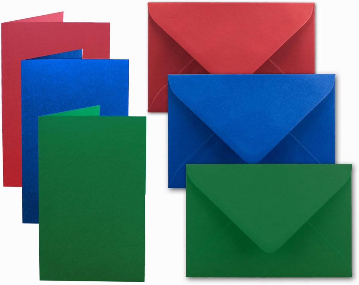 240x A6/C6 Kaart & Envelop Sets Rood Blauw Groen - Kerst & Verjaardag Uitnodigingen