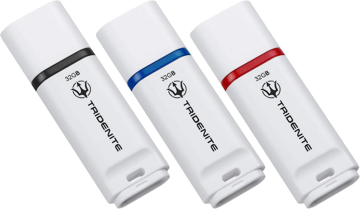 3-Pack USB Sticks 32GB USB 2.0 - Flitsdrives Wit met Kleurcodering