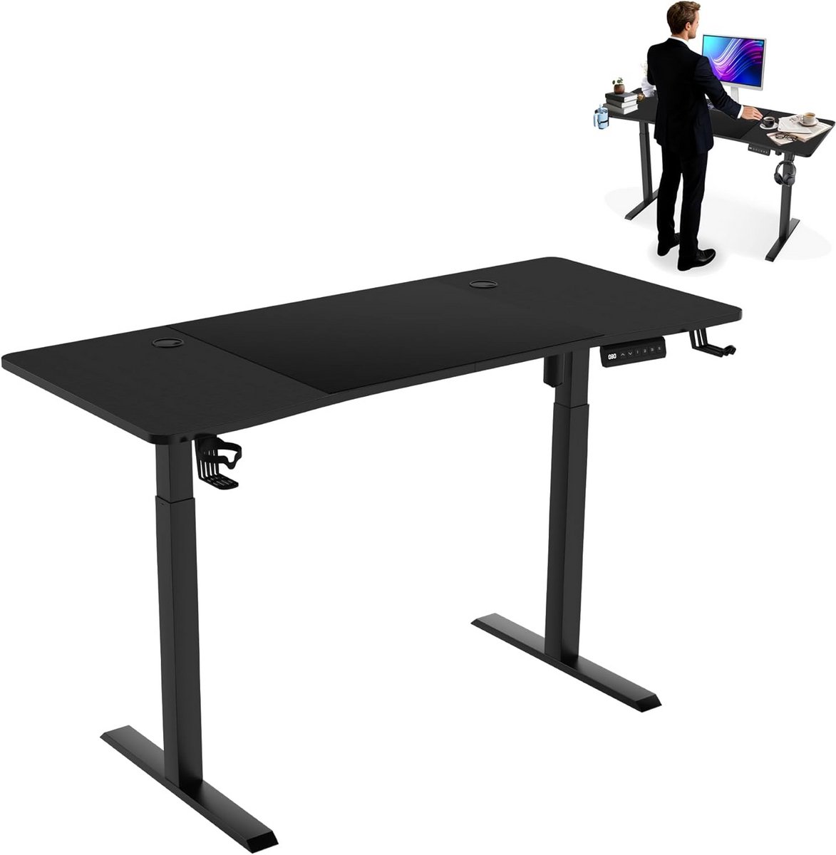 Elektrisch In Hoogte Verstelbaar Bureau 160x60 cm met Geheugenfunctie en USB-C Opladen