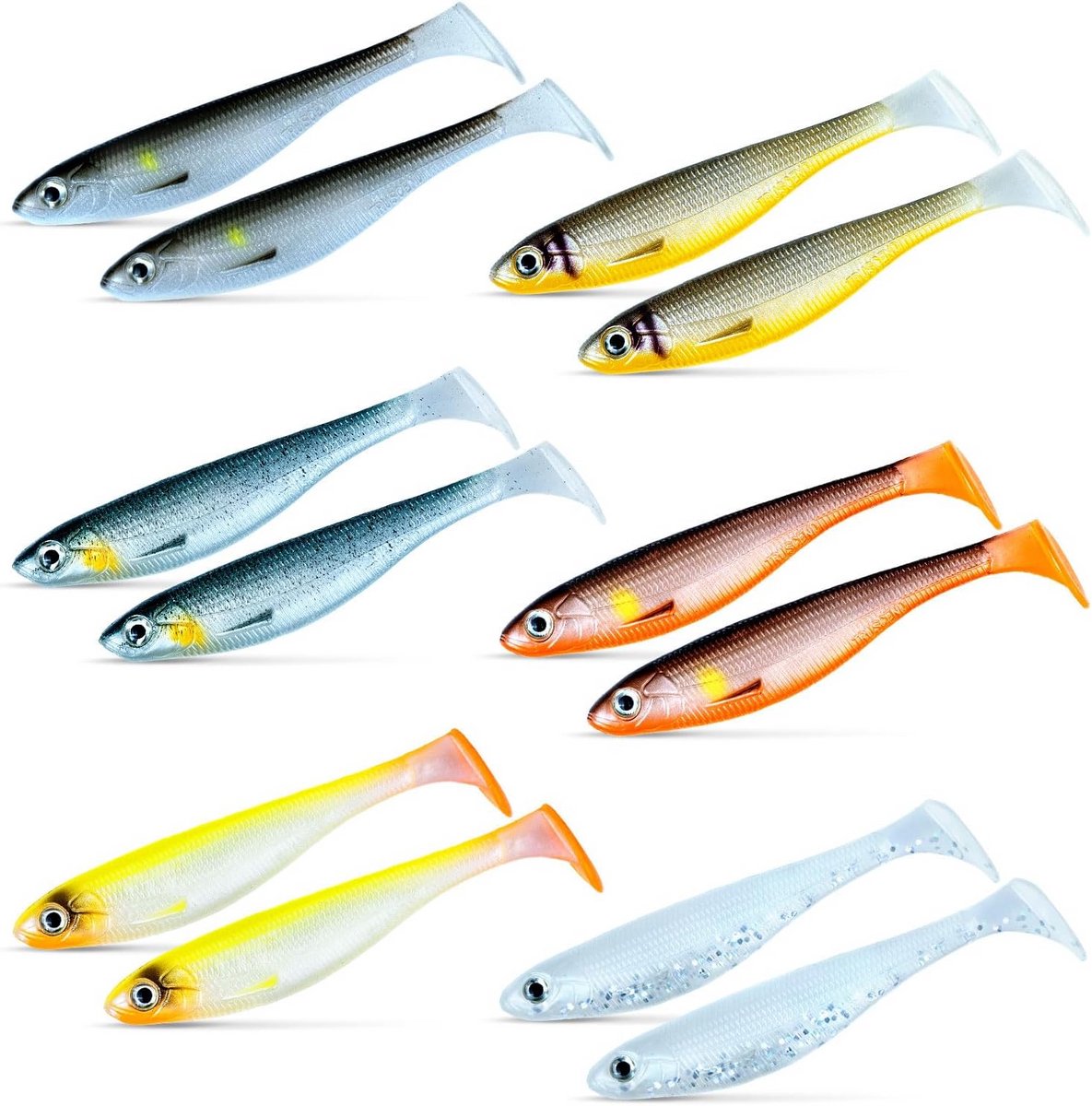 12 Stuks UV-Actief Rubberen Visset voor Roofvis, Snoek en Snoekbaars