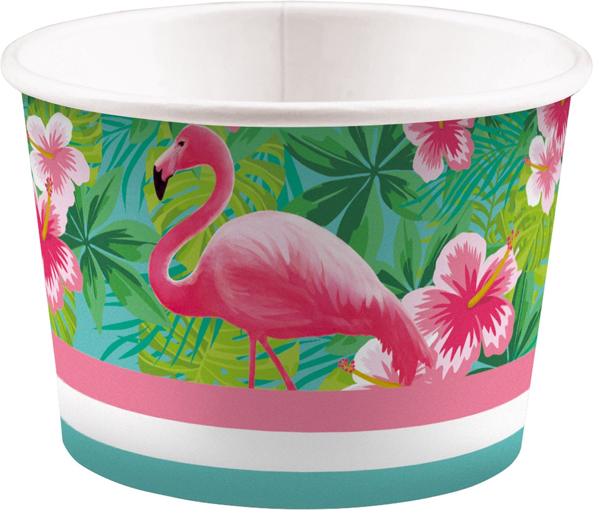 Amscan Ijsbekers Flamingo 270 Ml Karton Groen/roze 8 Stuks