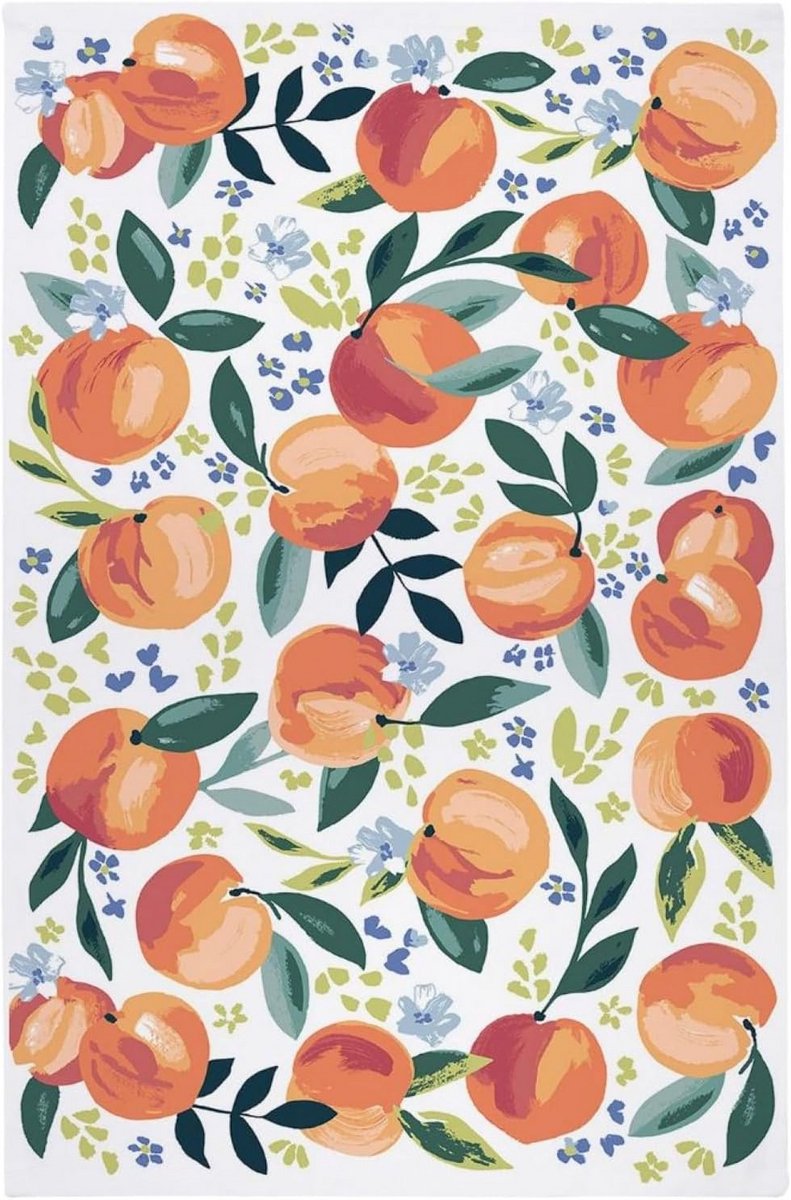Katoenen Theedoek met Perzik Print - 48x74cm - Keuken Textiel