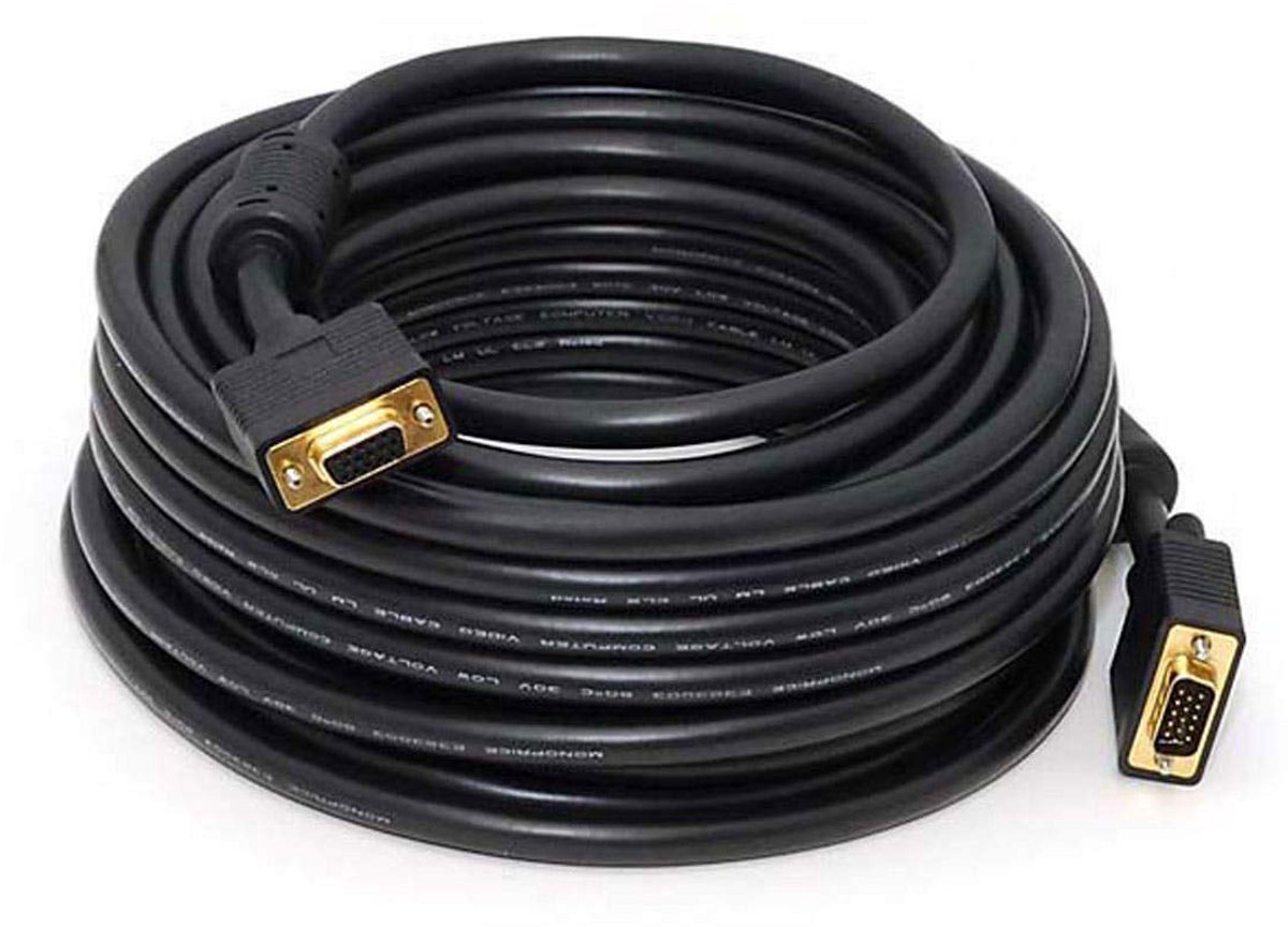 VGA M/V Kabel 15 Meter CL2 Geschikt voor Binnenmuur Montage - Dubbel Afgeschermd