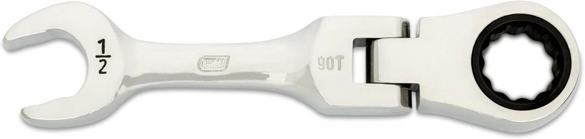 Stubby Flex Combinatiesleutel 1/2 Inch 90-Tand Voor Krappe Ruimtes