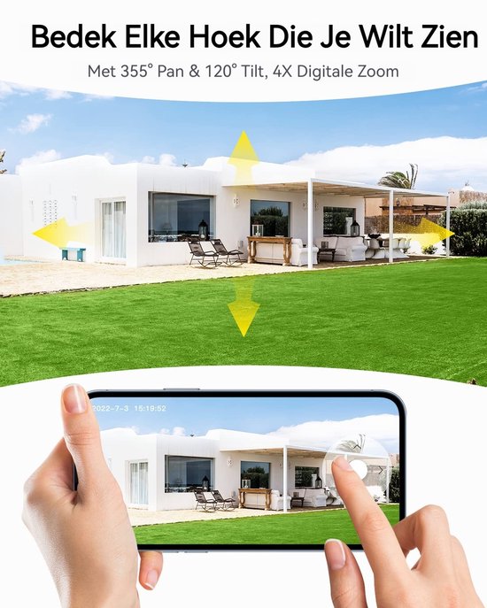 ieGeek Superior Beveiligingscamera Buiten - 2K HD 3MP - Buiten Camera Met Nachtzicht - Buitencamera - Bewakingscamera voor Buiten - Met WiFi en APP van Merkloos — afbeelding 2