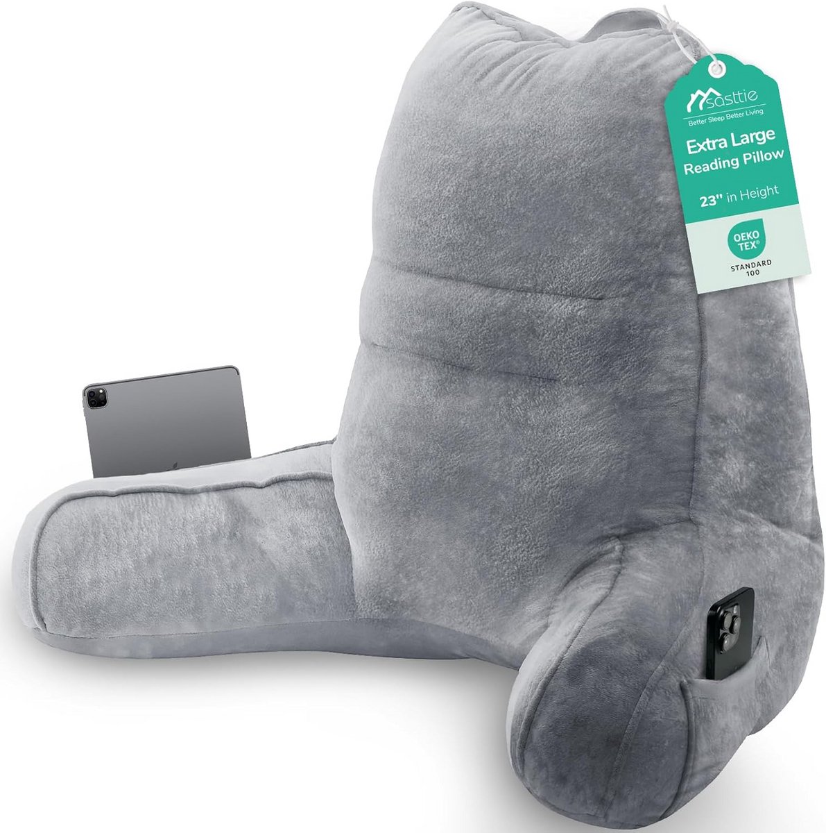 Comfortabel Leeskussen met Armsteunen en Zijvakken voor in Bed