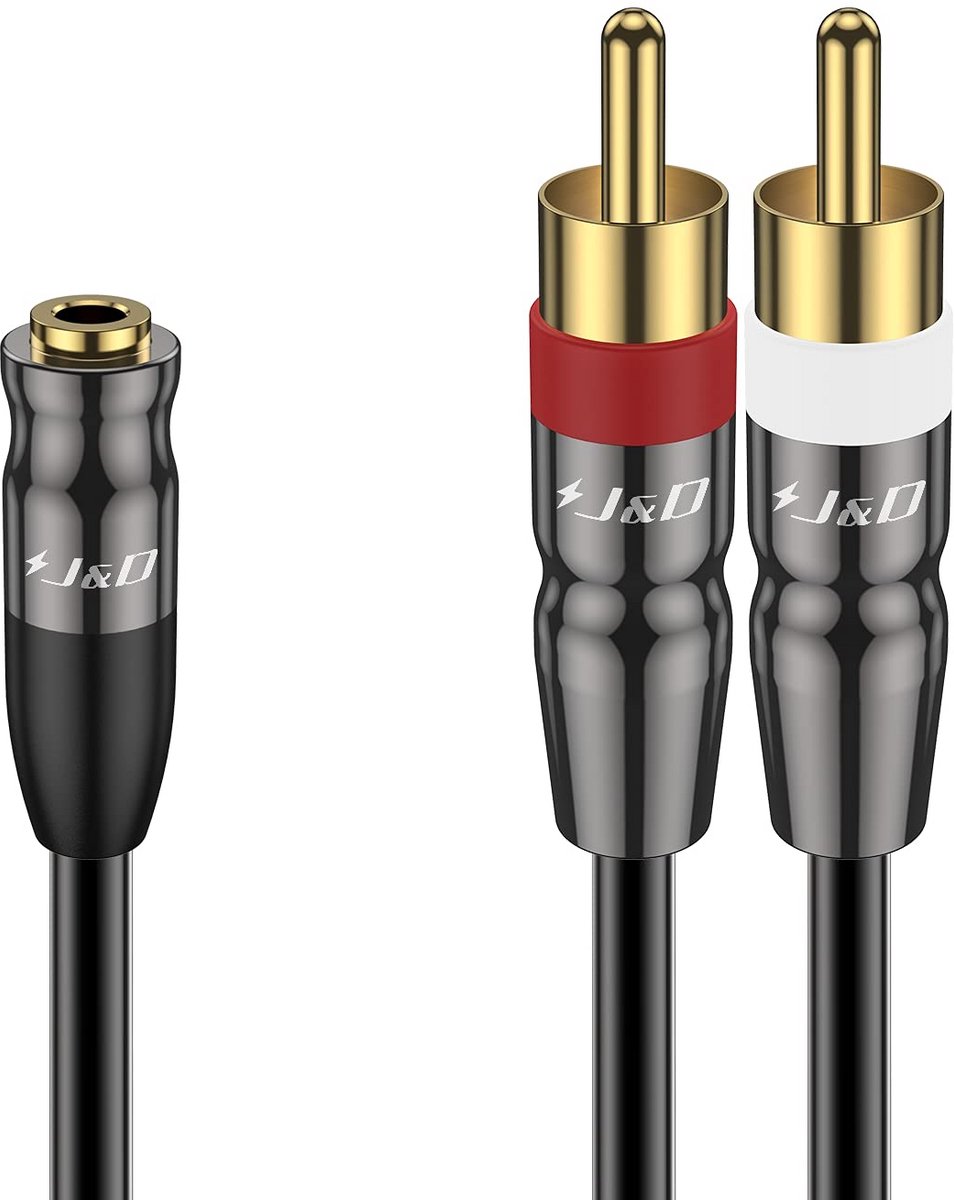 3,5 mm naar Dual RCA Audio Kabel - Vergulde Koperen Stereo Adapter