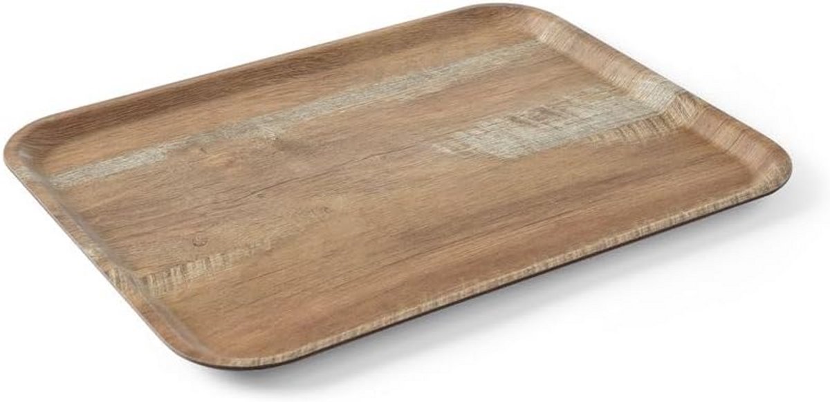 Stevig dienblad met houtlook, stapelbaar en breukbestendig