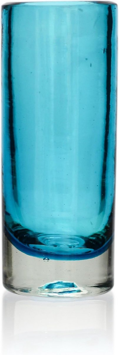 Mondgeblazen Shotglaasje Turquoise Handgemaakt van Gerecycled Glas