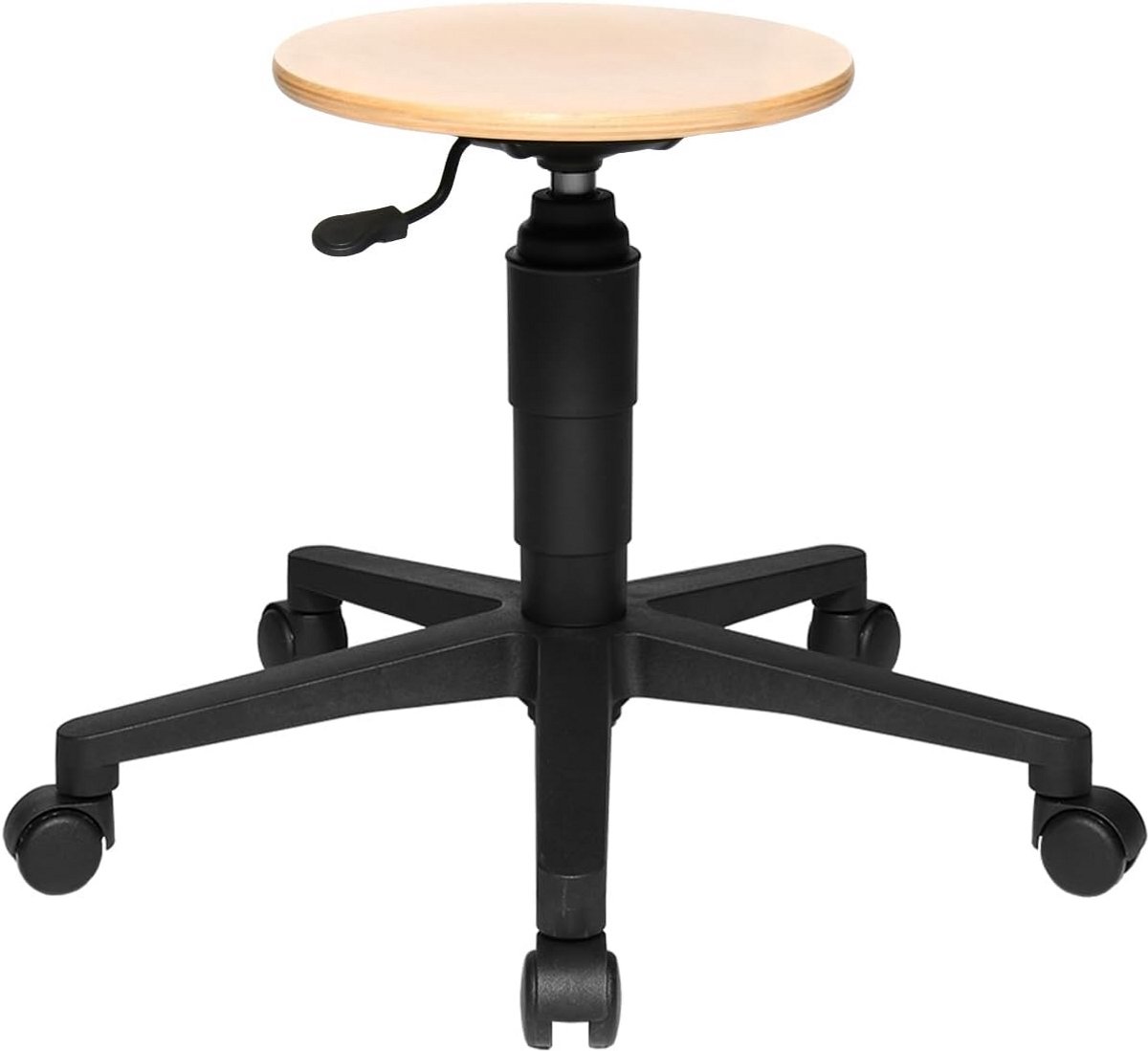 Ergonomische Rollerkruk met Houten Zitting in Beukenlook