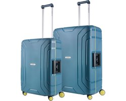 Merkloos Slagvaste Koffer set 2 delig zonder Rits TSA Slot - Reisbagage Blauw