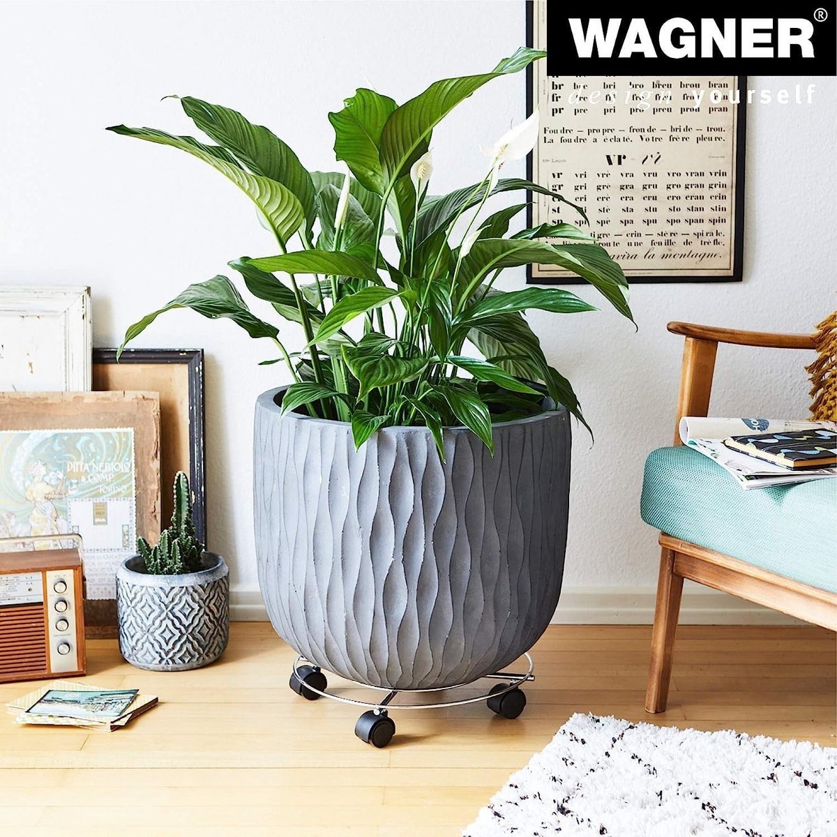 Planten Trolley Rond Ø 35 cm Verchroomd Staal Binnen - 60 kg Draagvermogen