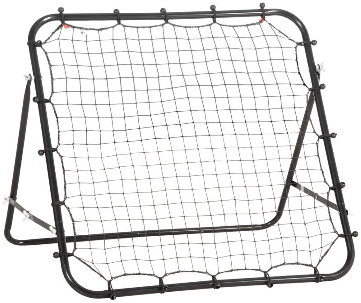 Daity Een voetbaldoel met reboundwand, 84 x 84 cm, traploos verstelbare hoek, geschikt voor schiet-, pas- en balbeheersingstraining voor jongeren (zwart).