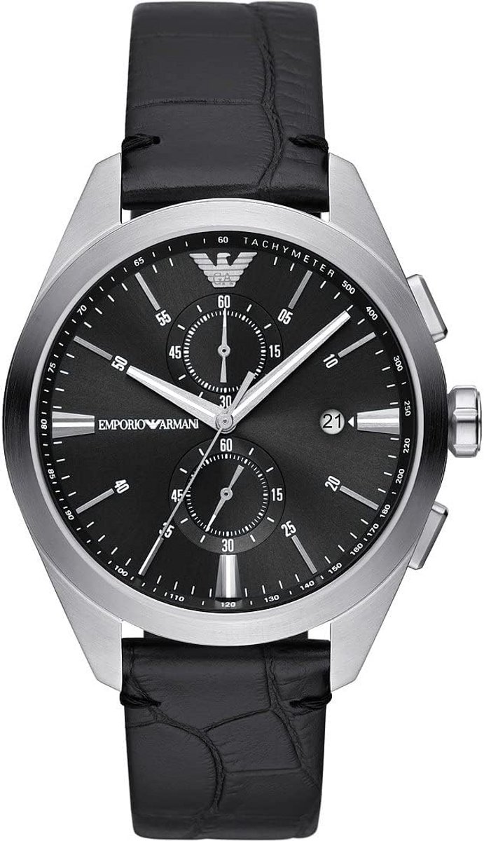 Herenhorloge Chronograaf Zwart Leren Band 43mm