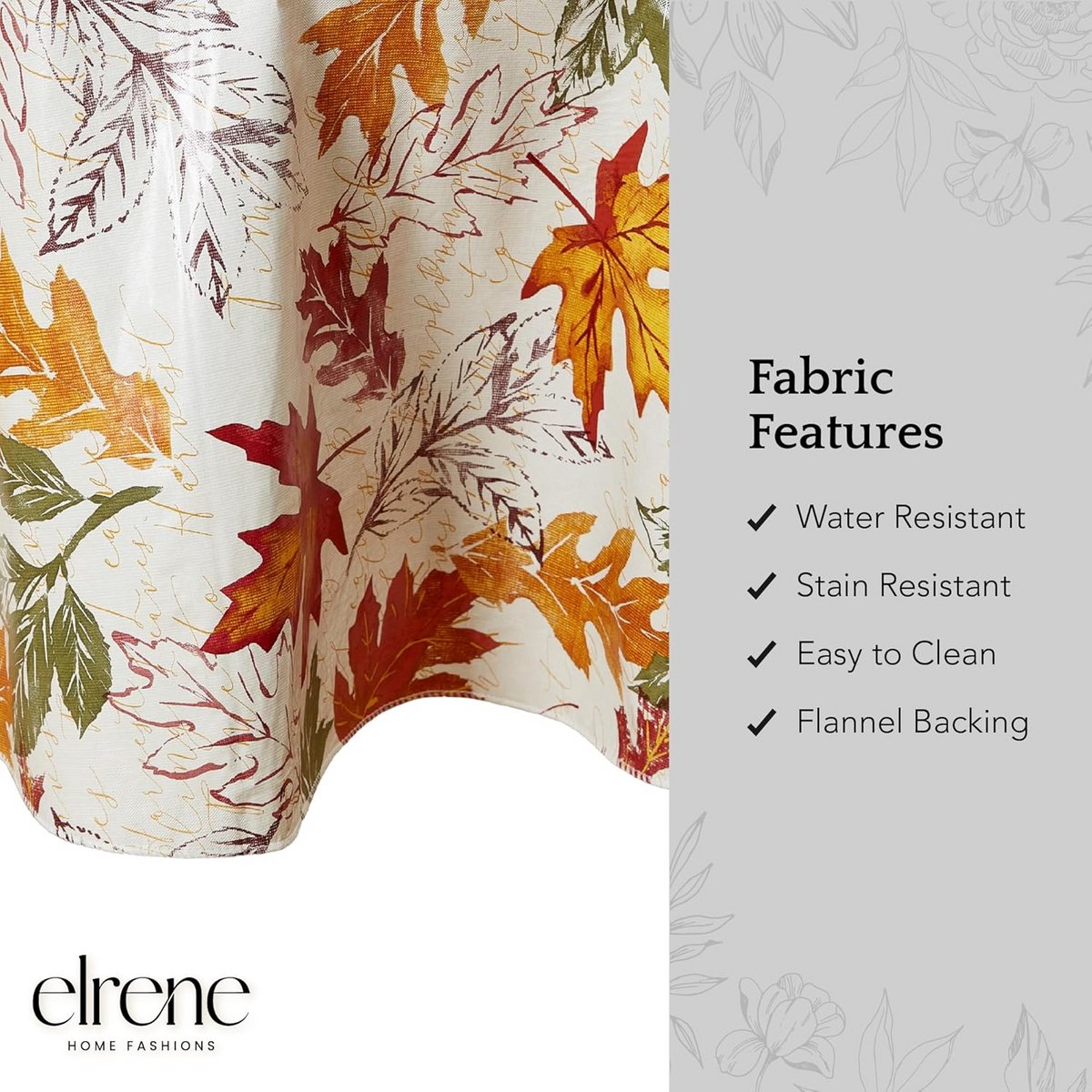 Ovaal Tafelkleed Vinyl Waterafstotend met Flanel Onderkant - Herfst Bladeren Design