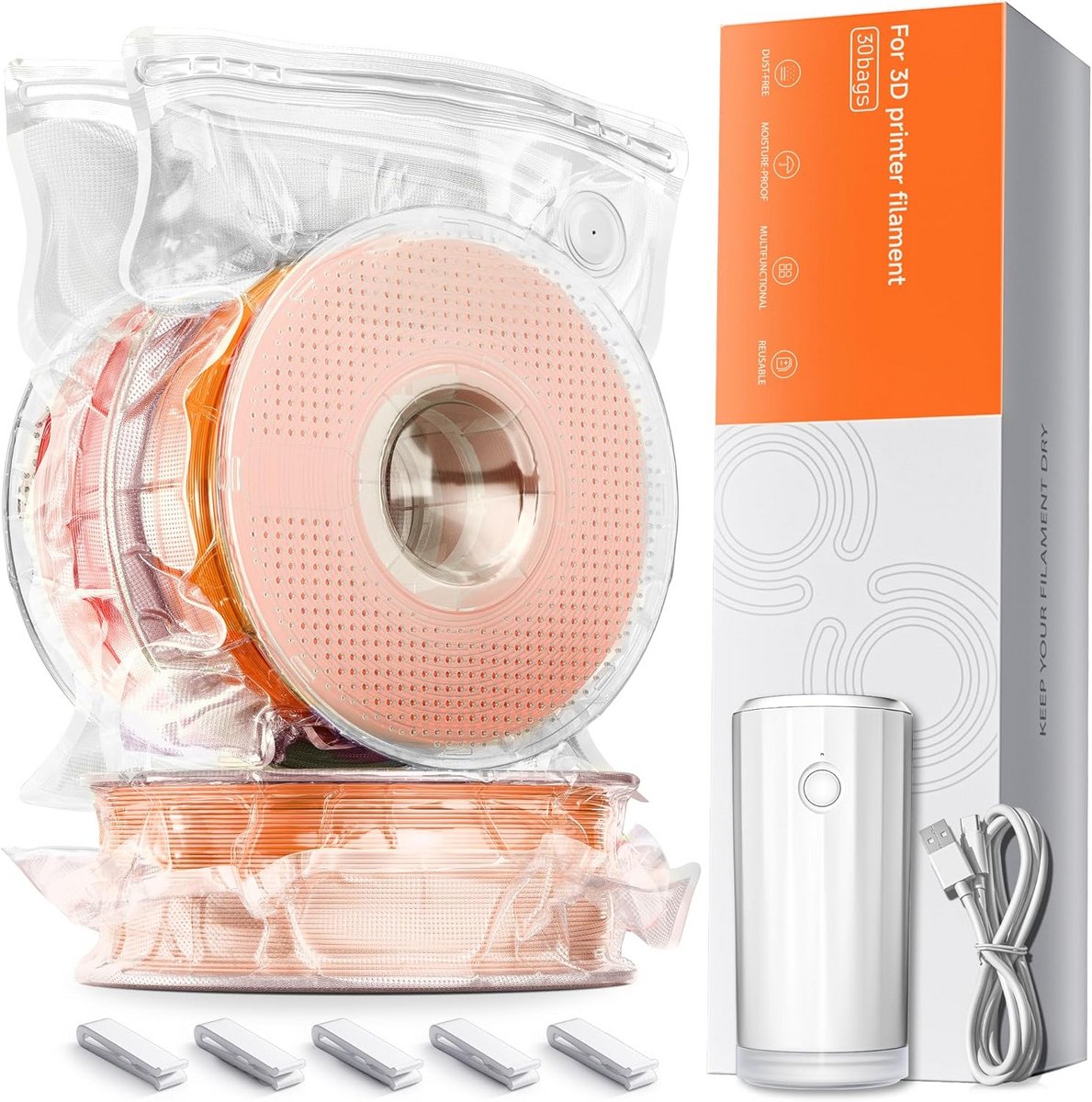 30x Vacuümzakken voor 3D Printer Filament 34x30 cm Vochtbeveiliging