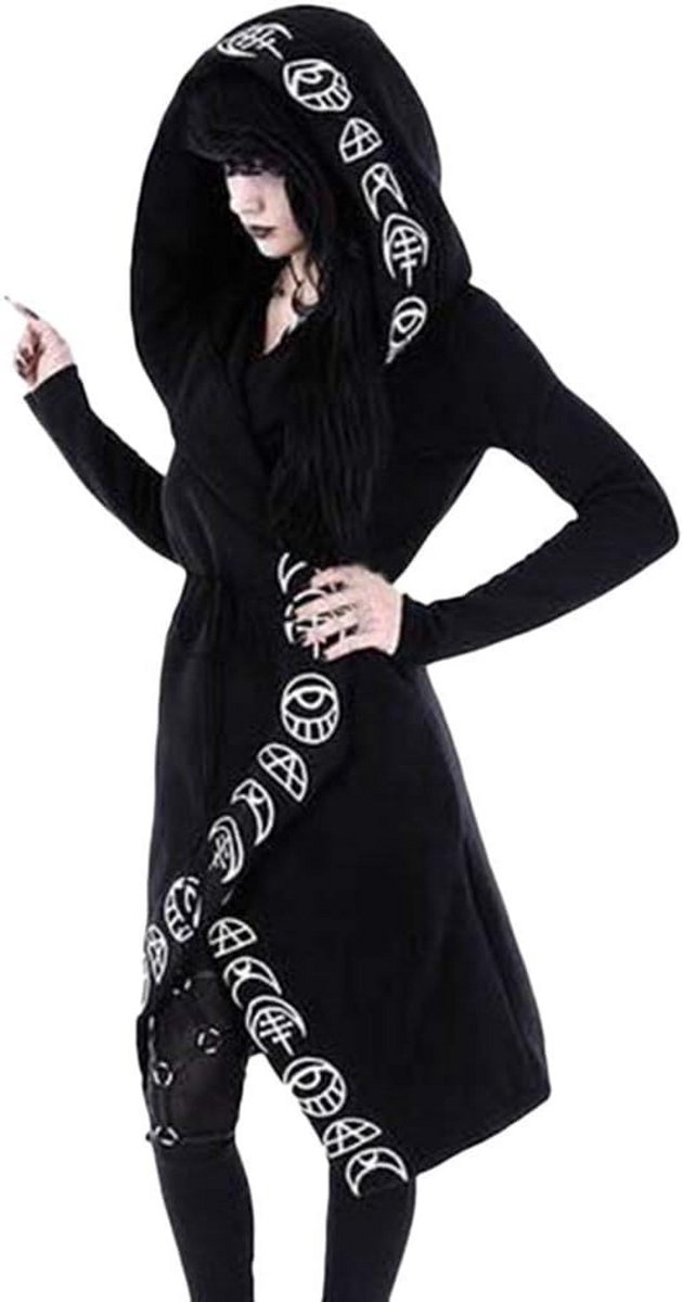 Gothic Dames Hoodie met Maanprint - Punk Steampunk Sweatshirt voor Halloween en Streetwear