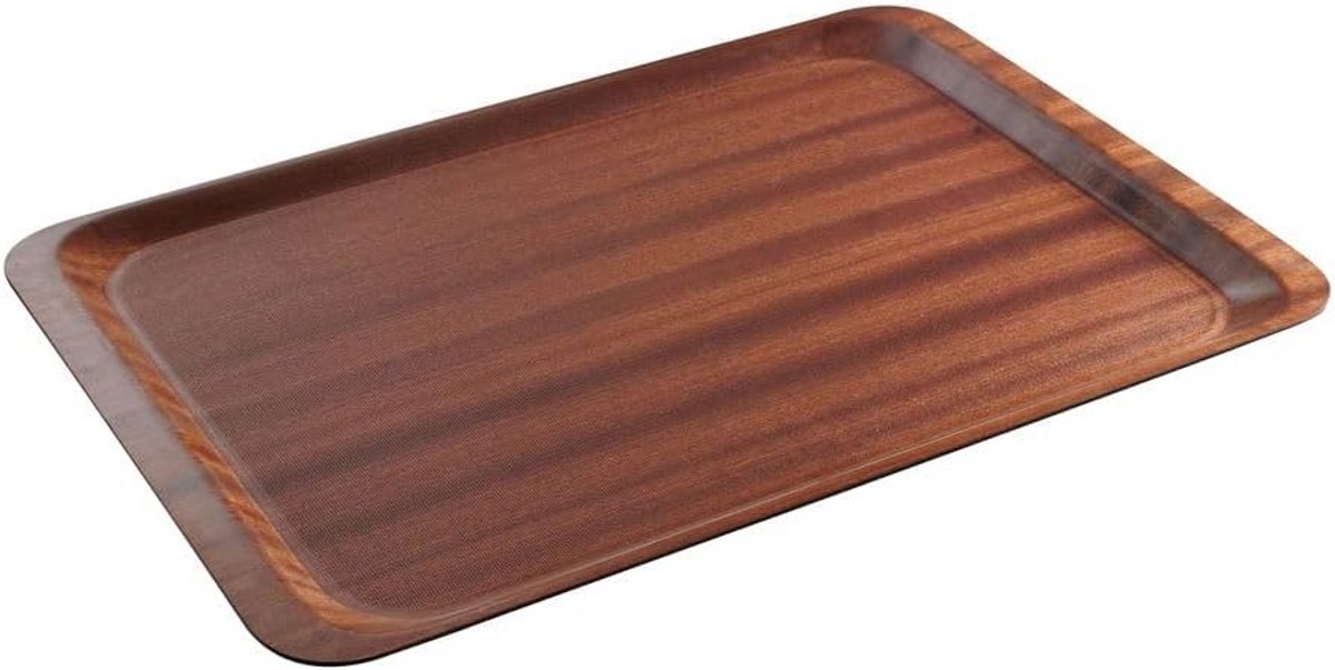 Antislip serveerblad met houtlook en rubberen coating, 37x53 cm