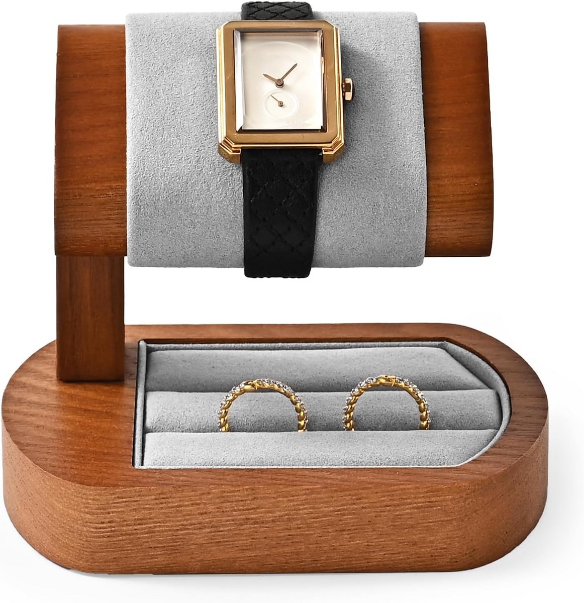 Multifunctionele horlogestandaard van massief hout voor stijlvolle opslag