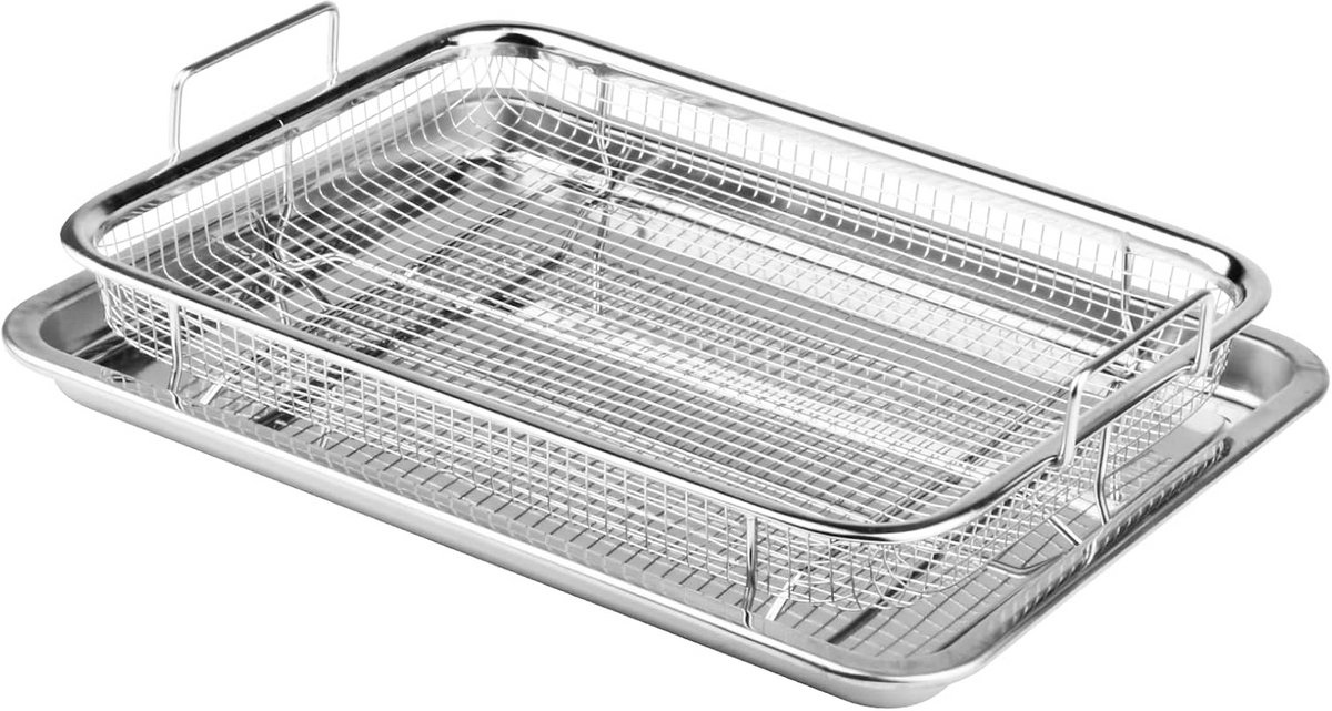 RVS Bakvorm met Rooster en Grillmand voor Ovens en BBQ