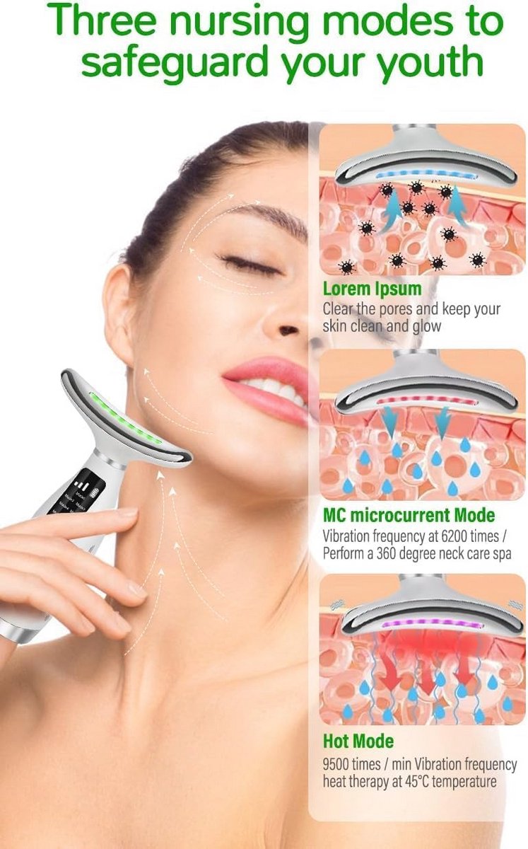Gezichts- en Nekmassageapparaat met Microstroom voor Huidversteviging en Anti-Aging