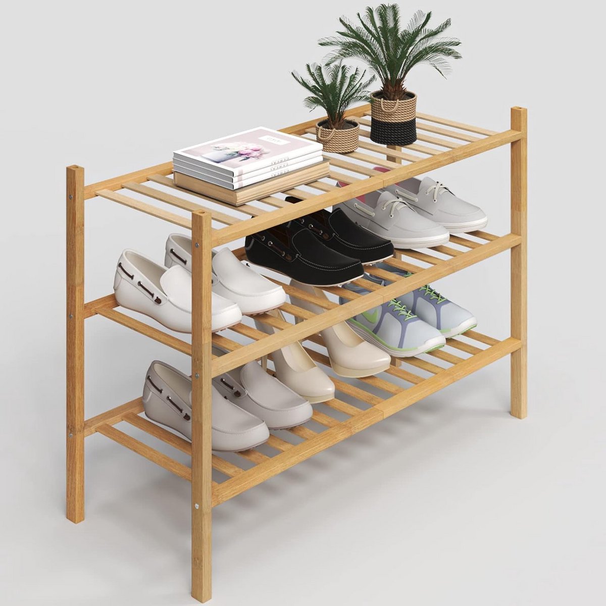 Stapelbaar Schoenenrek met 3 Niveaus voor Kast en Hal