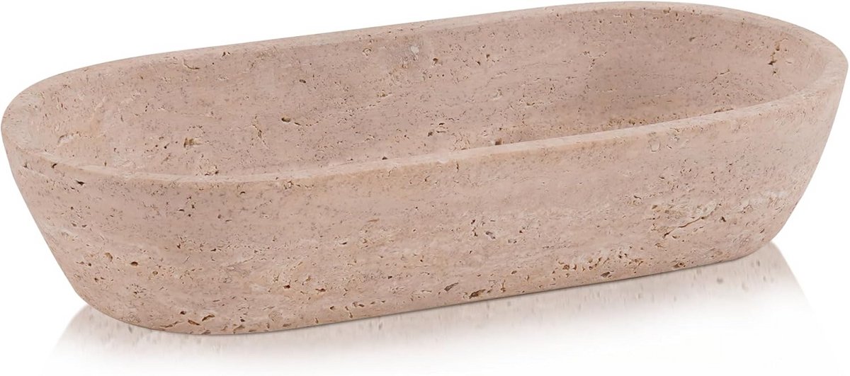 Grote Ronde Schaal 10 Inch Boot Vorm Travertijn