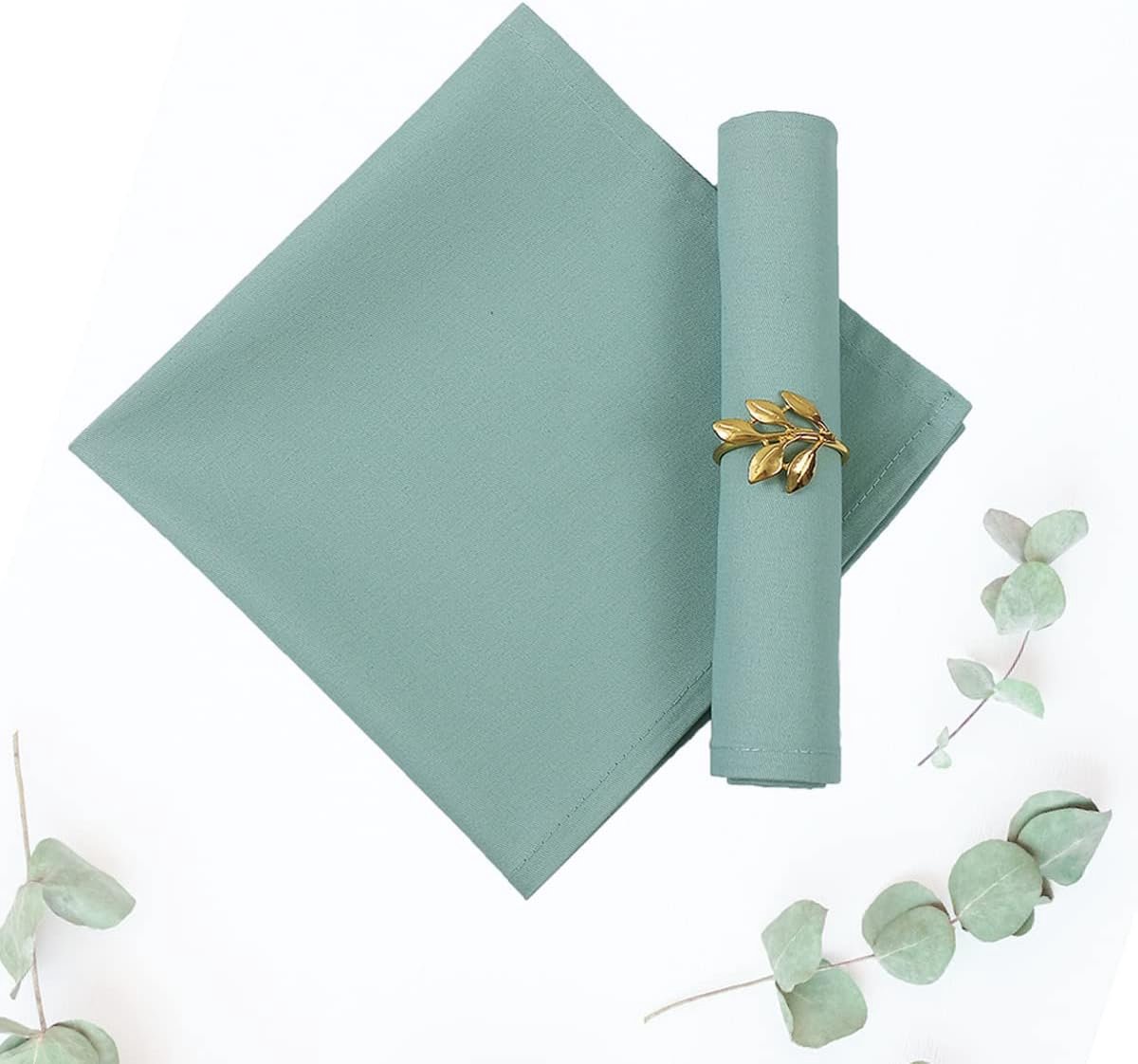 Set van 30 Saliegroene Stoffen Servetten 45x45 cm - 100% Katoenen Dinerservetten