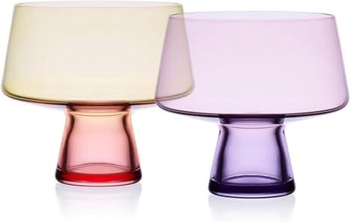 Set van 2 Stapelbare Cocktailglazen - Martini/Cosmopolitan Glazen met Kleurverloop