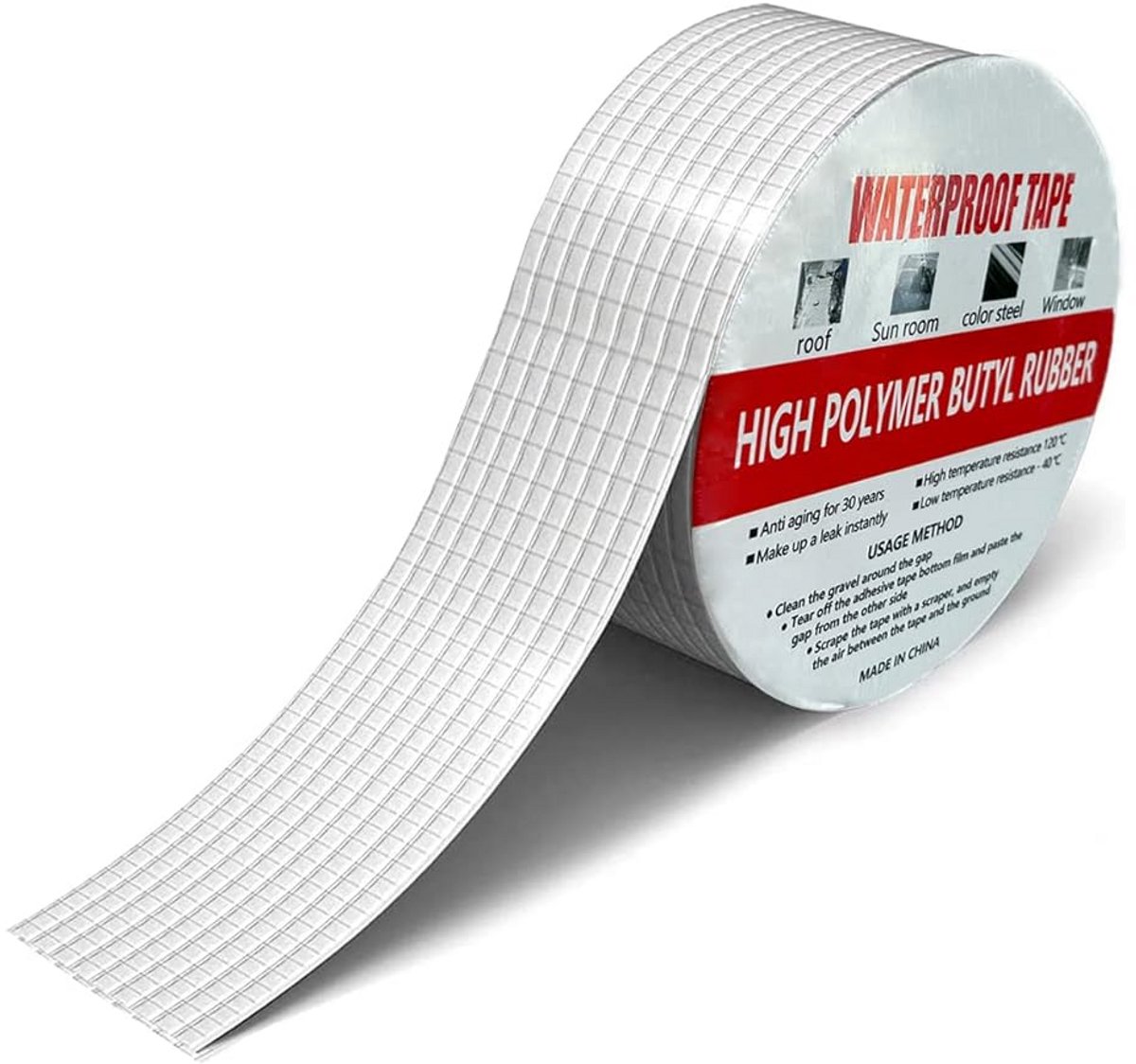 Waterdichte Reparatietape Butyl Rubber Aluminiumfolie voor Dak, Goot en Leiding Reparatie Binnen en Buiten