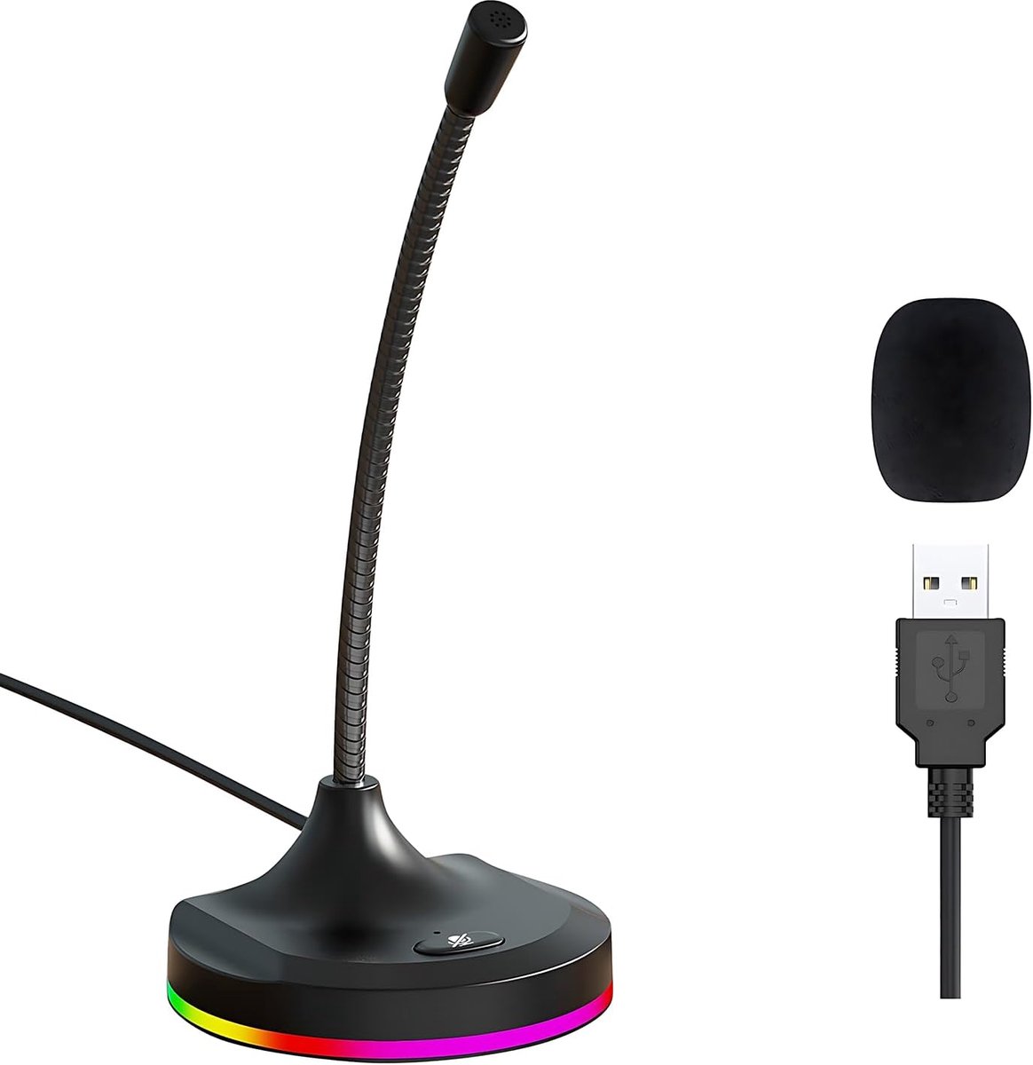 Null USB Computer Microfoon met Mute-Knop, RGB en Zwanenhals thumbnail 4