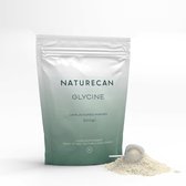 Naturecan Glycine ongeflavoured poeder verpakking met een schepje en hoopje poeder.