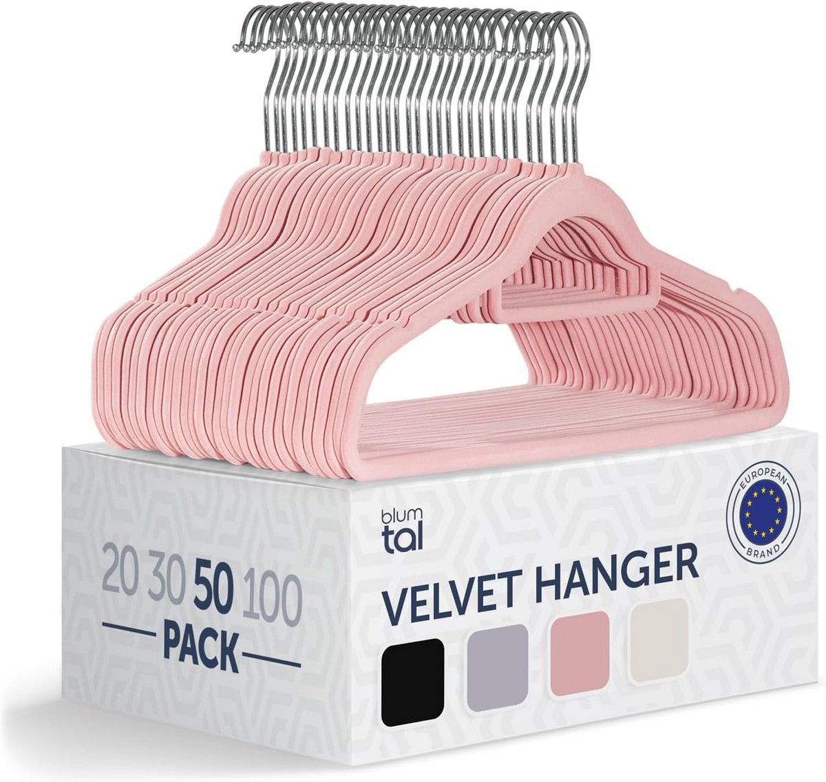 50 Stuks Fluweel Kledinghangers - Anti-Slip en Ruimtebesparend met 360° Draaibare Haak