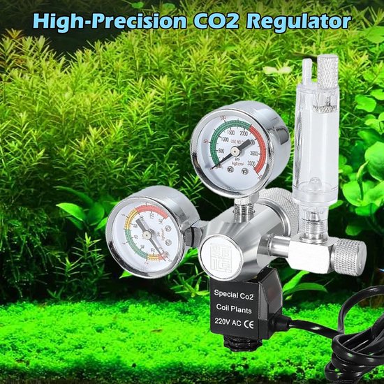 Professionele CO2 Drukregelaar voor Beplant Aquarium - Met Dubbele Manometer en Bellensteller — afbeelding 3