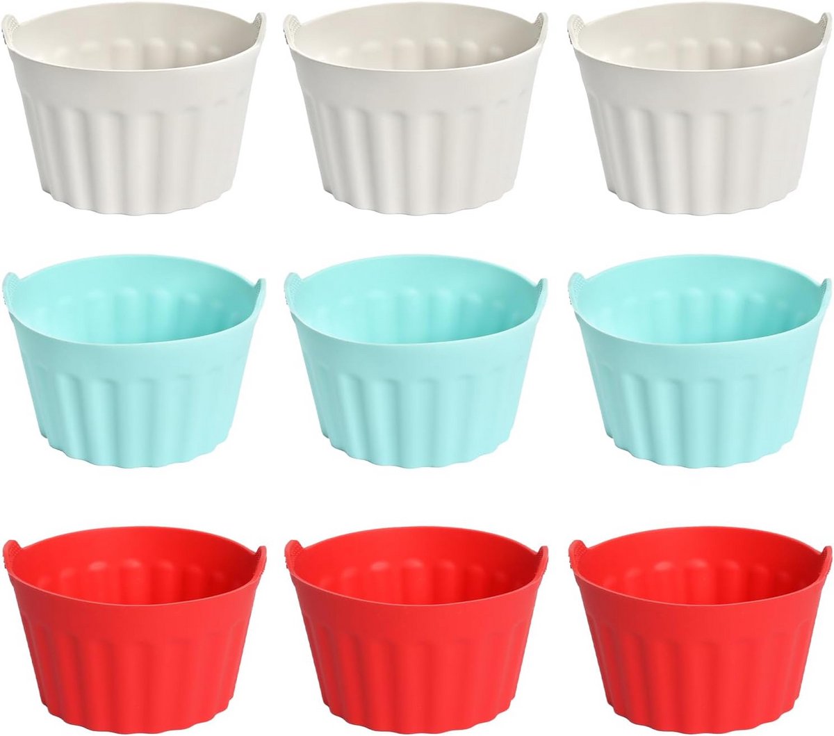 9x Herbruikbare Siliconen Muffinvormen voor heteluchtfriteuse en Oven - Antiaanbak Cupcake Bakvormen