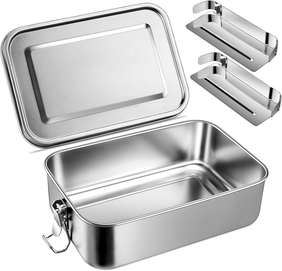 Grote RVS Broodtrommel 1400ML - Metalen Bento Box met Verstelbare Vakken