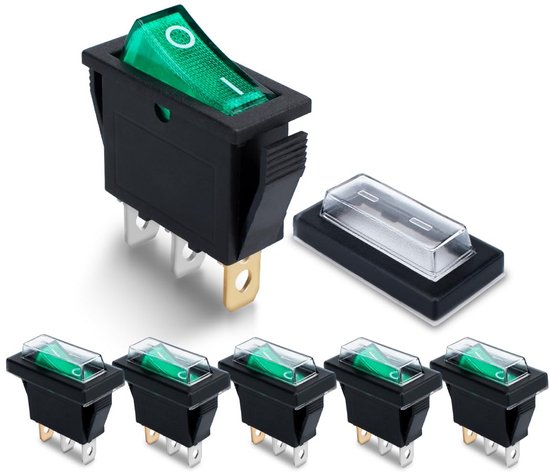 4 stuks mini-tuimelschakelaars SPST aan/uit 2 aansluitstift KN3D-101 schakelaar 12V DC 25A metalen tuimelschakelaar met waterdichte dop
