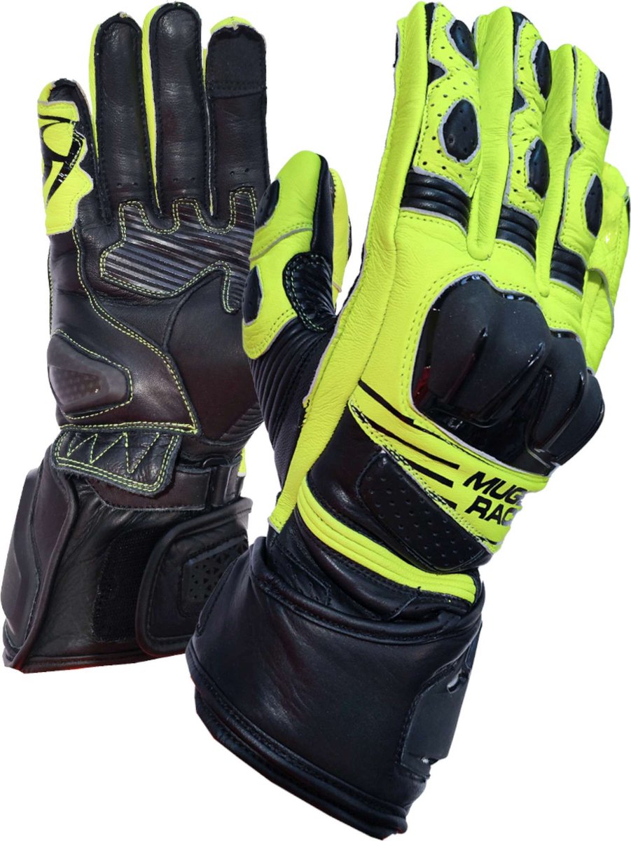 MUGENRACE Linea Sport Zwart Neon Gele Handschoenen - Handschoen