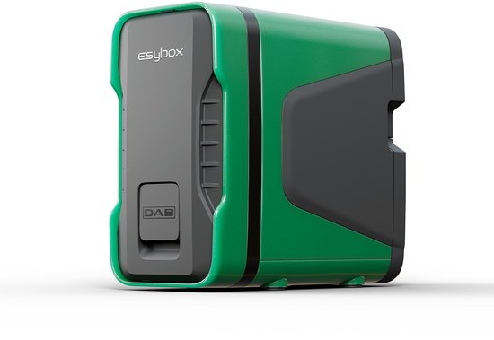 Groene DAB Esybox met zwarte accenten en zijkant.