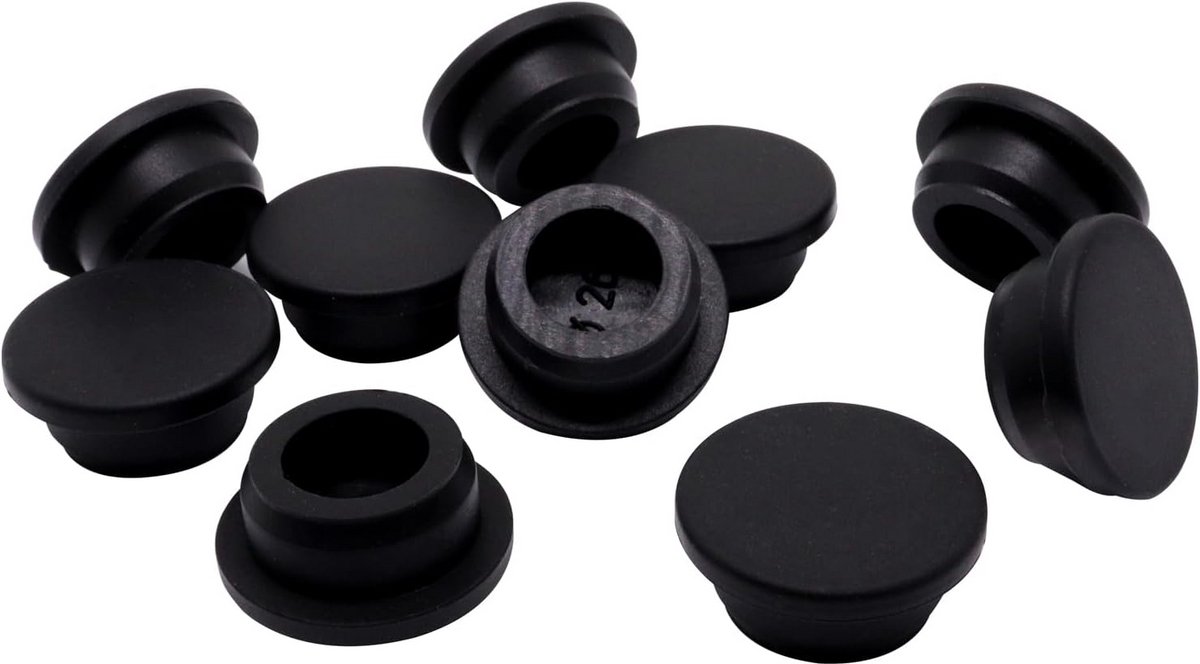 Set van 10 Zwarte Rubberen Stoppen 26mm - Universele Afsluiter voor Badkuip, Afvoer en Leidingen