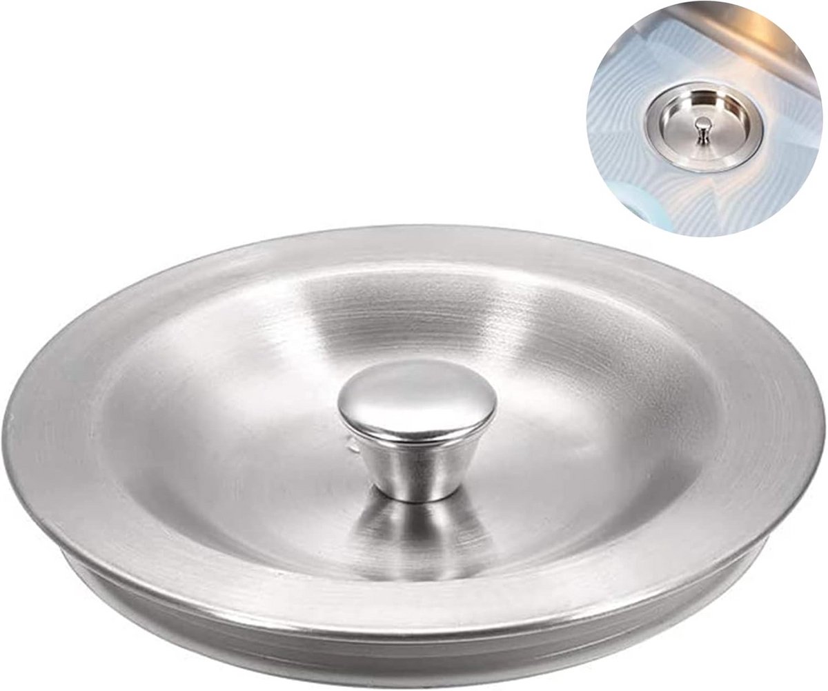 Metalen Universele Afvoerplug 82mm voor Keuken, Badkamer en Douche - RVS Zeef en Stop