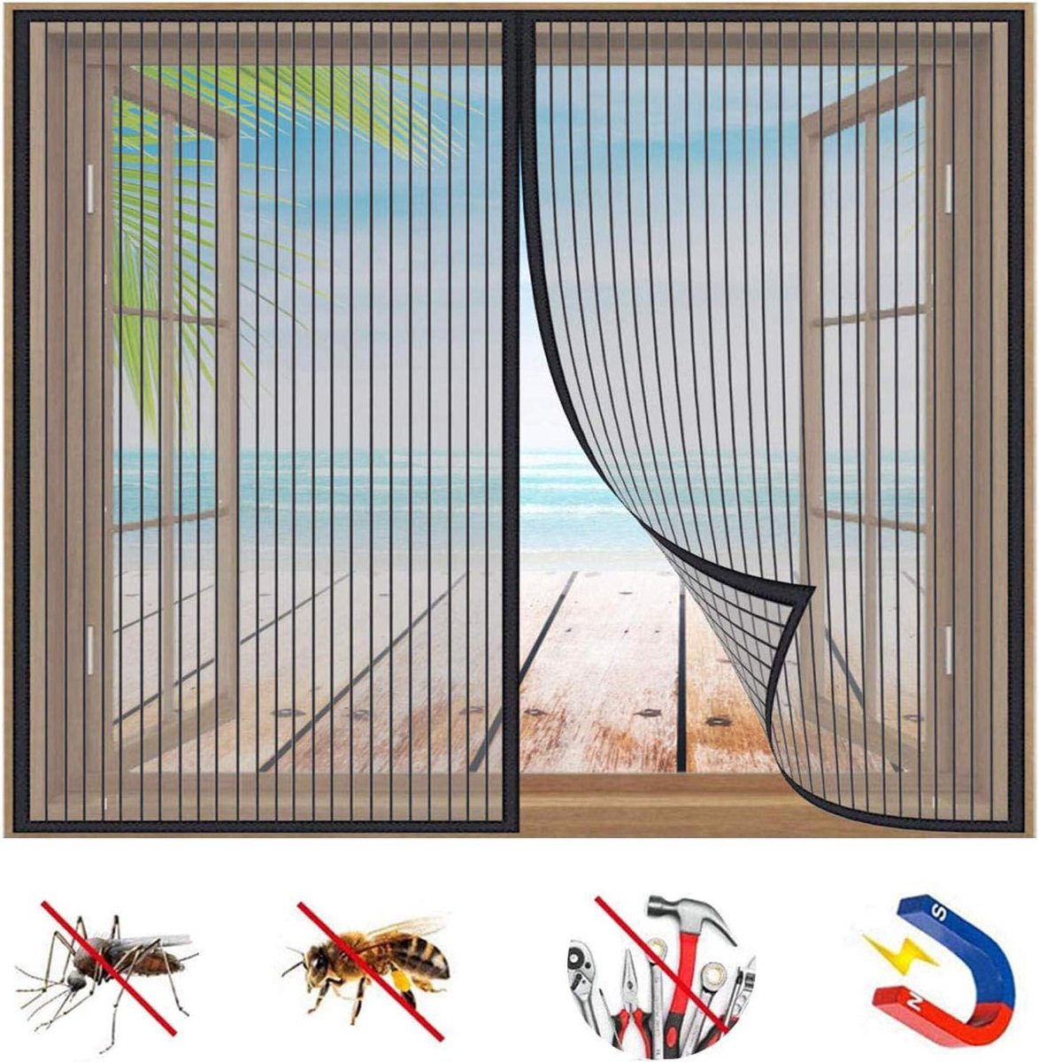 Magnetisch raamhor voor elk raam - Zelfklevend insectenhor met magnetische sluiting