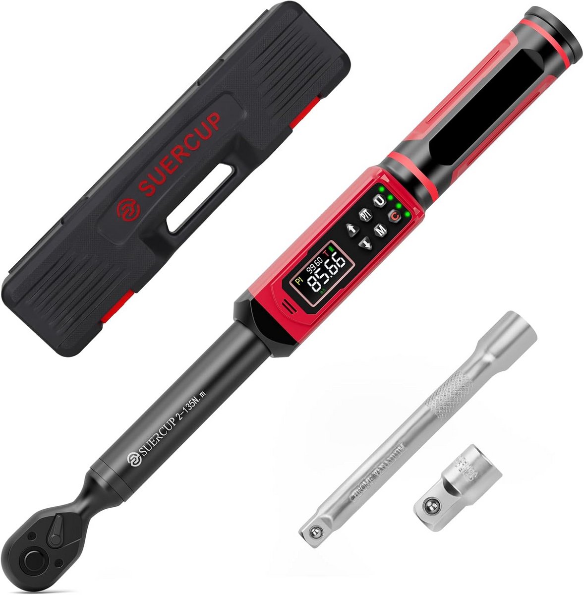 Digitale Momentsleutel 3/8 Inch (2-135 Nm) met Nauwkeurigheid ±1% voor Auto en Motor Onderhoud